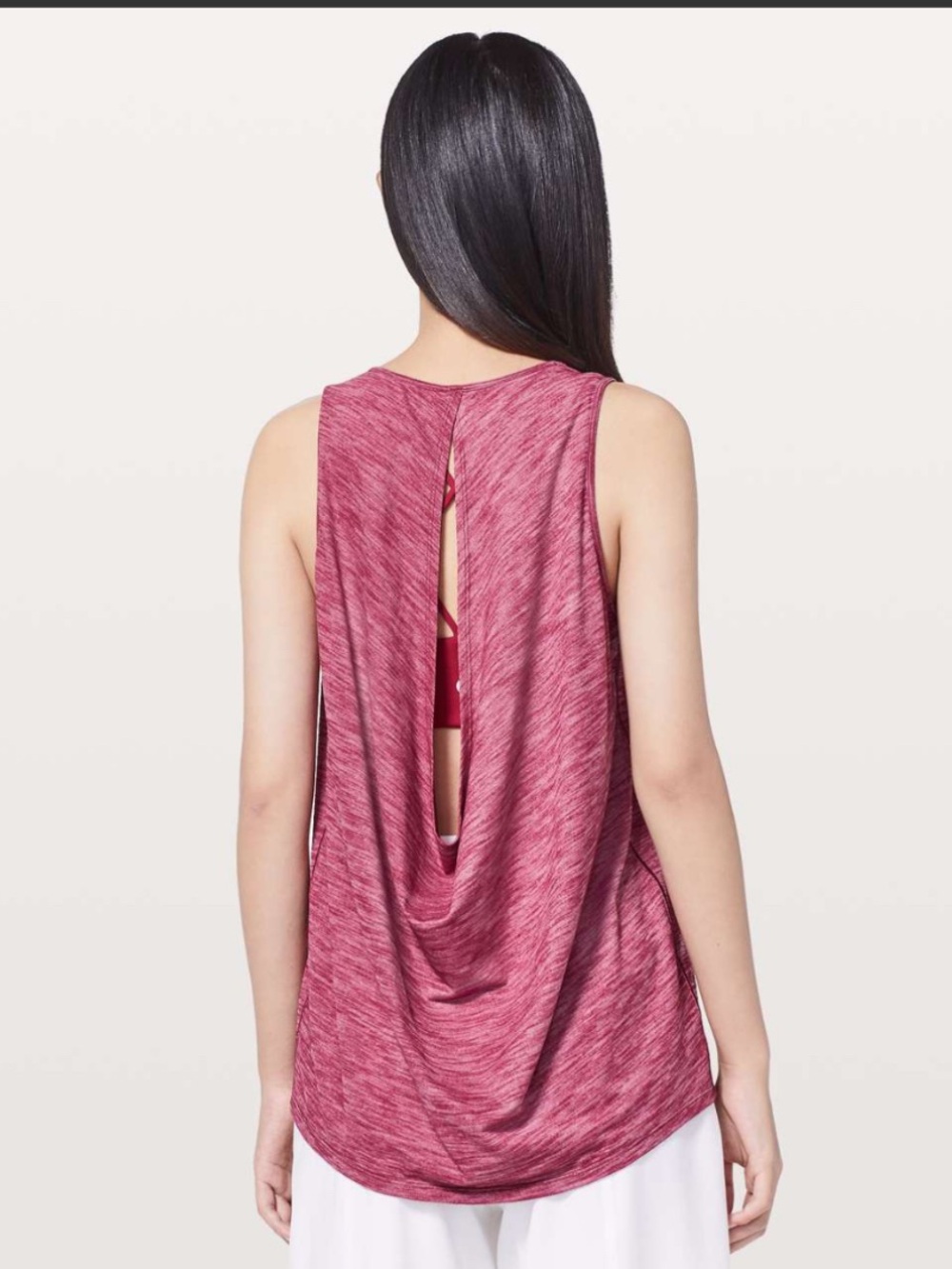lululemon Low Key Tank in Heathered Red Sleeveless Workout Tank Open Back XL
